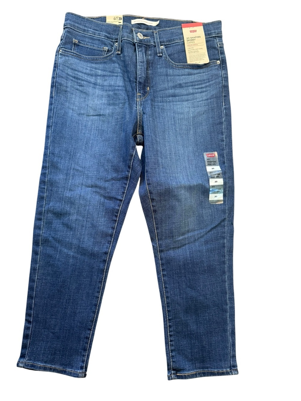 Women’s Levi 311 shaping skinny capris stretchy blue denim NWT waist 30